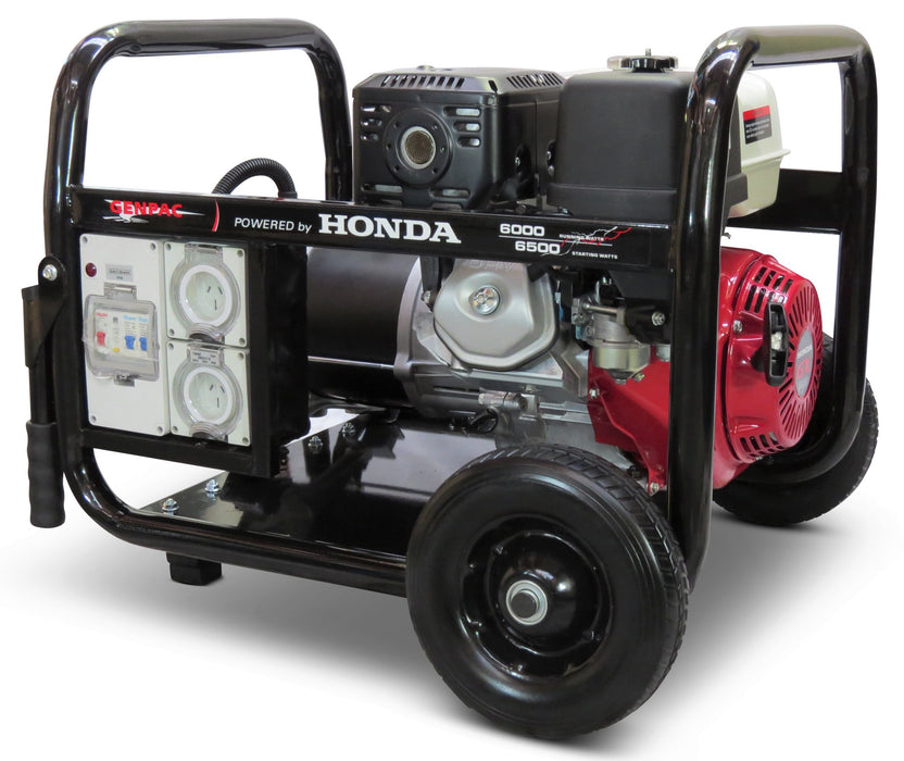 Genpac 7800W 6.5kW Honda Powered Worksite Generator RCD