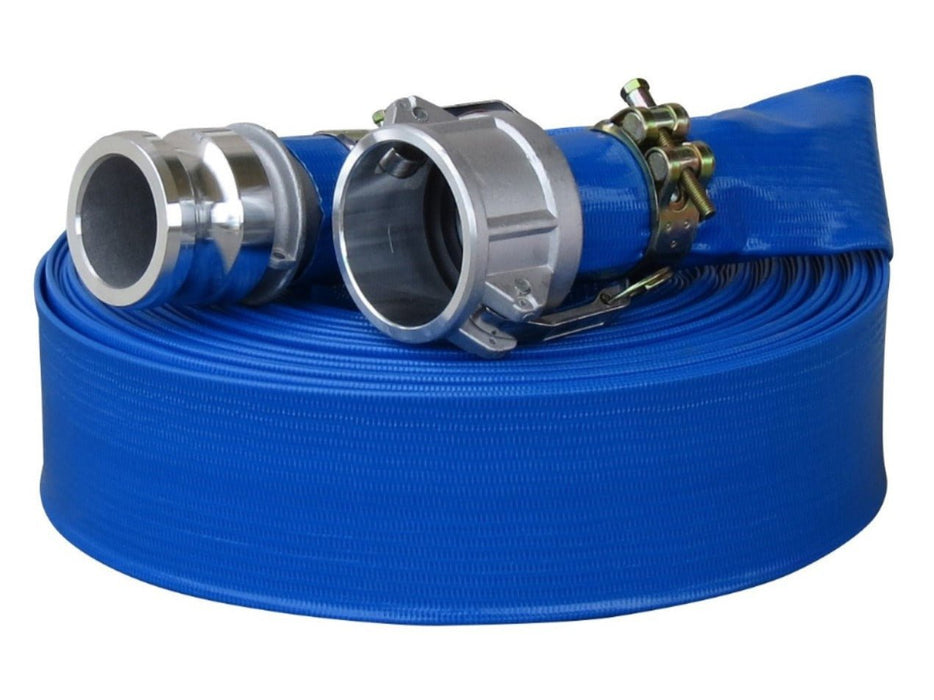1½" Rhino Blue Layflat Hose 100M + Camlocks - HF2305F - Riequip NZ