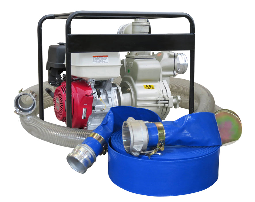 4" Kato Honda Powered Trash Pump HD + Hose Kit - P2131GK - Riequip NZ