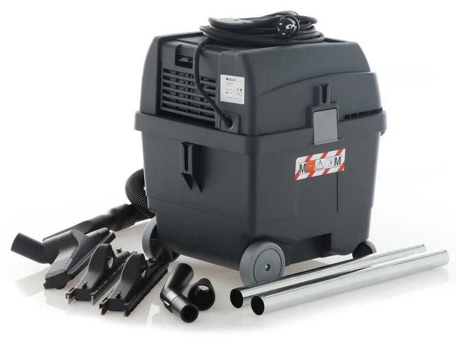 The Comet CVP 130 PEM is a high-quality wet and dry vacuum cleaner provided with pneumatic filter shaker and frame base with 4 wheels