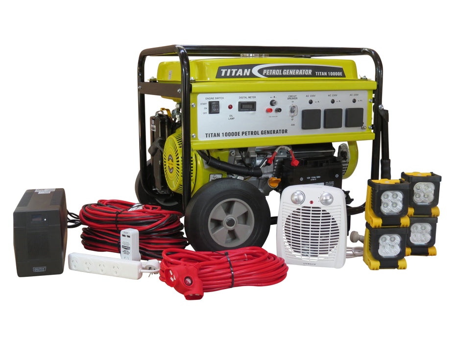 Titan 10000E 8.4kW Petrol Generator + Emergency Backup Kit