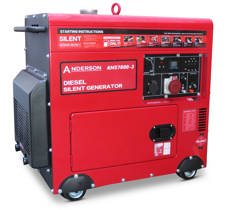 Anderson 7.5kW Silenced Diesel Generator 400v 3 Phase