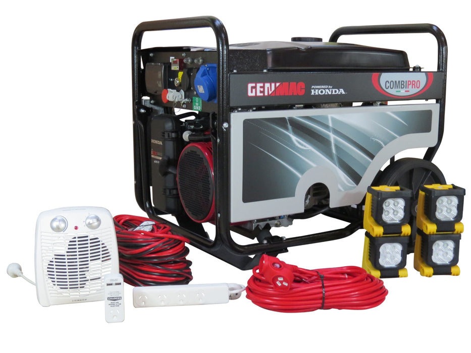 Genmac Honda 7.7kVA Pure Sinewave Generator + Emergency Backup Kit - G3407HK - Riequip NZ