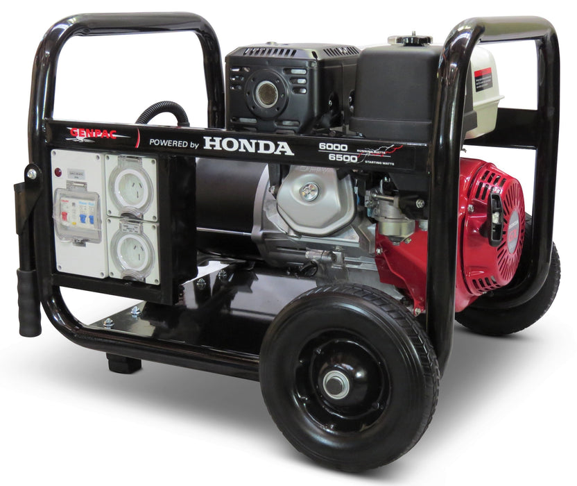 Genpac 7800W 6.5kW Honda Powered Worksite Generator RCD - G1264J - Riequip NZ