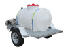 Rear view of Honda powered calf milk mixer trailer 550L showing tank and galvanised trailer