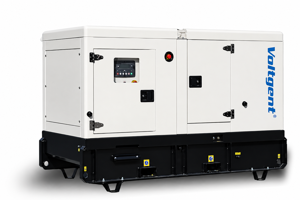 Kubota powered silenced diesel generator, isometric view