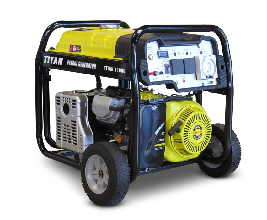 Titan 11000E 10kW Petrol Generator Electric Start and Wheel Kit - G1237G - Riequip NZ