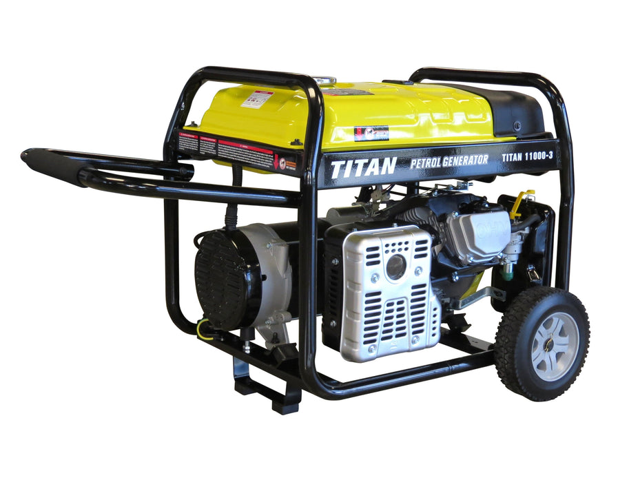 Titan 11000E - 3 10kW Petrol Generator Electric Start and Wheel Kit 400v - G1238G - Riequip NZ