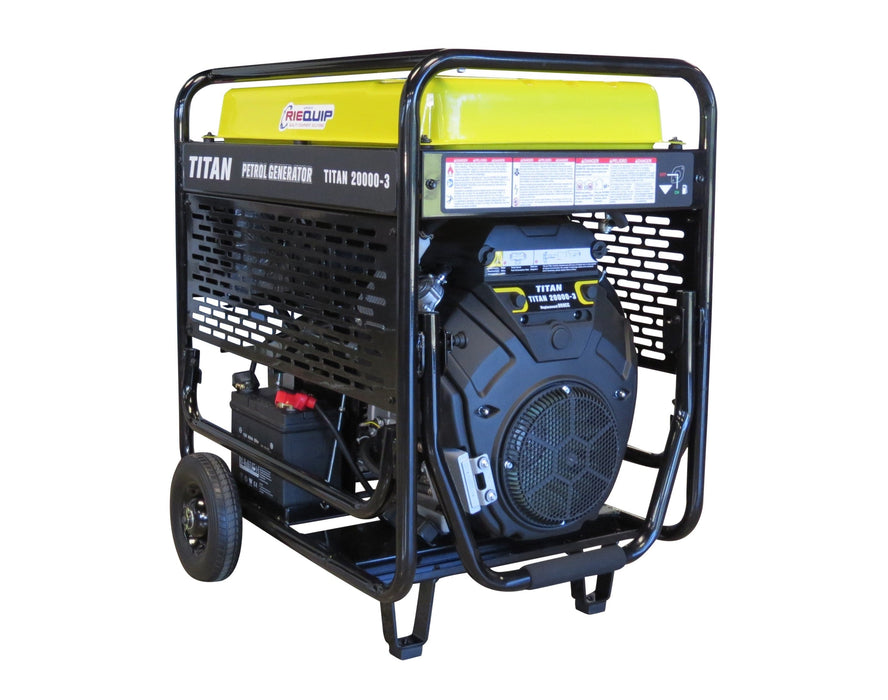 Titan 20000E - 3 18kW Petrol Generator Electric Start and Wheel Kit - G1258G - Riequip NZ