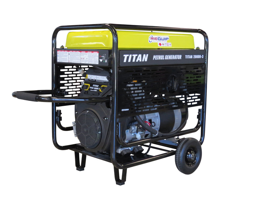 Titan 20000E - 3 18kW Petrol Generator Electric Start and Wheel Kit - G1258G - Riequip NZ