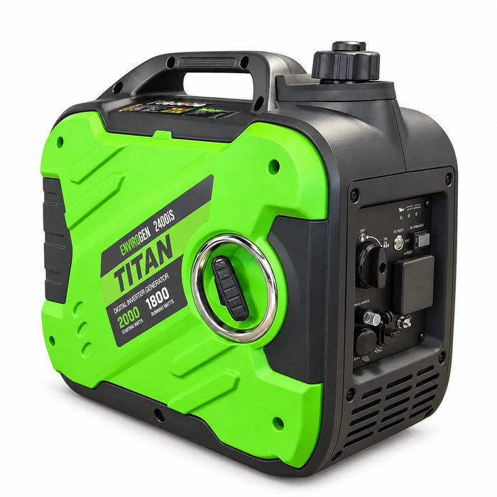 Titan Envirogen 2400iS 2kW silent inverter generator with pull start handle.