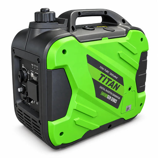 Right view of the Titan Envirogen 2400iS generator showing the model badge.