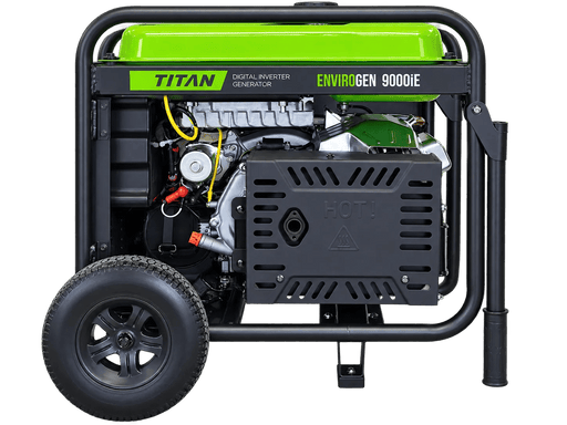 Right view of the Titan Envirogen 9000iE generator showing the engine